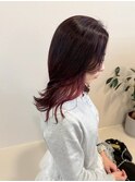 レイヤーカット/インナーカラー　ローズブラウン×高発色ピンク