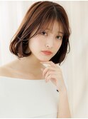 フェザーバング抜け感ゆるふわワンカール小顔AラインボブW大宮