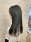 透明感オリーブグレージュ艶髪ストレートロング