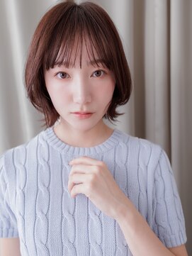 カバーヘア イヴ 戸頭店(COVER HAIR EVE) オリーブグレージュブリーチなし外ハネウルフボブ30代Te1戸頭