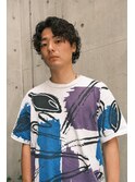 センターパートウルフ　カーリーパーマ　サーフカール