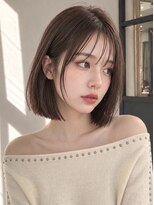 ユーフォリア 青山(Euphoria) ショートボブ切りっぱなしシースルーバンググレージュ青山