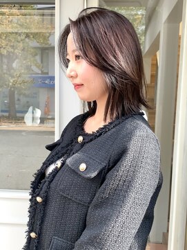 ロンドネートゥル 新潟(Lond naitre) グレーベージュ顔周りレイヤーボブ