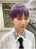 マッシュショート　パープルカラー　パープルヘア　ショートヘア