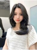 韓国風レイヤーカット顔まわりくびれオルチャン堀江