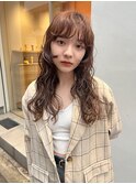 顔まわりワンカールのレイヤーパーマ風