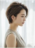☆ショートボブ大人ボブくびれショート前髪なしマロンベージュ☆