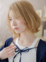 カバーヘア ブリス 北浦和(COVER HAIR bliss) ブリーチオンカラー金髪ニュアンスパーマボブA4北浦和20代30代