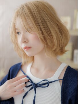 カバーヘア ブリス 北浦和(COVER HAIR bliss) ブリーチオンカラー金髪ニュアンスパーマボブA4北浦和20代30代