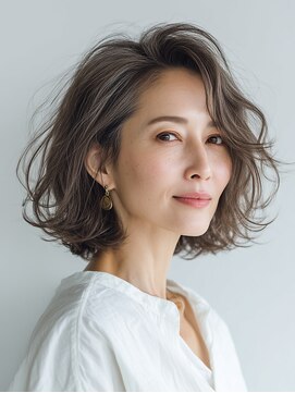 クラゲヘアー/小顔/ココアベージュ/オリーブグレー/川西