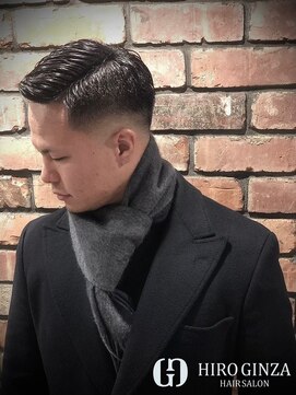 ヒロギンザ 上野店(HIRO GINZA) サイドパートスキンフェードフェード七三分けビジネスヘア