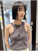 村上/切りっぱなしボブ 地毛風カラー 暗髪 シースルーバング