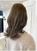 福山人気オリーブベージュ10代20代30代レイヤーセミロング夏美髪
