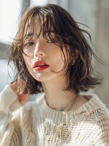 ムウ 難波(MOU)&nbsp;ナチュラルボブルフ黒髪ネビージュ小顔ワンレン20代30代40代50代