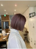 【ケアブリーチ】ピンクブラウン+ミニボブ
