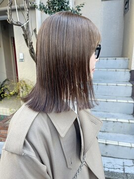 スーハ 恵比寿(SUUHA) 透明感のあるグレージュ×ブルージュ×切りっぱなしロブ