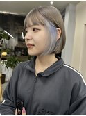 福井　大和田　ハイトーン　インナーカラー　ミニボブ　20代