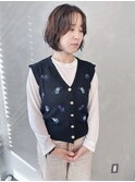 *外ハネボブゆるふわパーマボブ大人ボブ顎ラインボブ30代40代