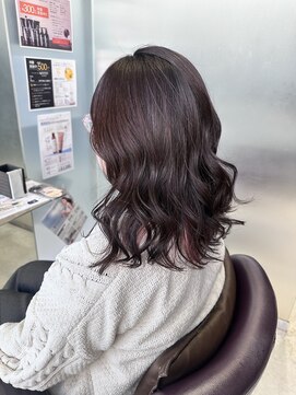 ファースト 東仙台店(first) チェリーレッド・セミロング・インナーカラー