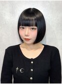 ボブ 前下り 切りっぱなしボブ 黒髪ボブ