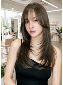 ロング韓国ヘア顔周りレイヤーおくれ毛_m0002