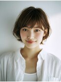 ミルクブラウン/ダークパープル/ナチュラルショート/夏/センター