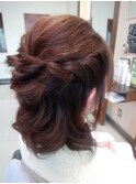 簡単ハーフアップ縄編み添え
