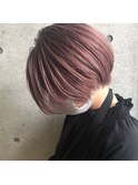 ペールピンク×ショートボブ