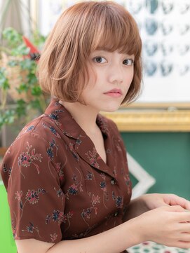 カバーヘア ブリス 川口(COVER HAIR bliss) 切りっぱなしシアーカラー小顔前下がりボブb川口20代30代40代