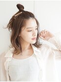 簡単ヘアアレンジ×お団子ハーフアップ