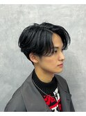 "韓国風"リバースウェーブセンターパート 新宿/メンズカット