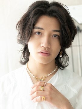 メンズヘア ビーセカンド 草加店(MENS HAIR B-2) かき上げバングレイヤー&パーマで脱力ウルフE草加