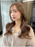 【憧れ韓国ヘア】ブリーチなしミルクティーベージュくびれヘア