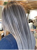 バレイヤージュグレージュハイライトダブルカラーケアブリーチ