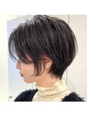 イメチェンショート外ハネボブ美髪ブルーブラックワイドバング