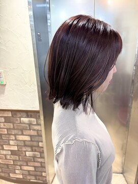 シュリット(schritt) ピンクバイオレットブラウン外ハネボブブリーチなし渋谷mutsuki