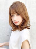 似合わせカットモテ髪アプリコットオレンジ艶感#281f0806