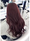 ワインレッドレッドカラー赤髪ロング