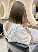 切りっぱなしボブタッセルボブダブルカラーブリーチグレージュ