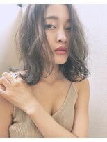 大人キレイなロブ【ハイライトグラデーションブルージュ】