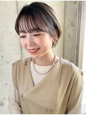 ショートボブ 透明感カラー オリーブカラー 小顔カット 前髪