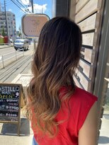 サロンドカスティーロ(salon de castillo)&nbsp;無造作ウェーブ×オレンジベージュ20代30代40代大人可愛いロング