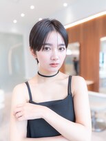20代30代グレージュカラー/小顔ショートボブ/暗髪