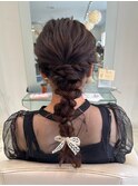 ヘアセット/ヘアアレンジ/結婚式/編み下ろしポニーテール/二次会