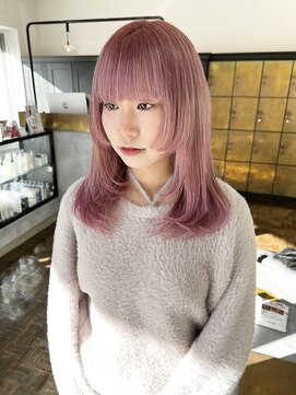 ヘアーアイスカルテット(HAIR ICI QUARTET) 20代30代ダブルカラーシアーピンクミディアムウルフレイヤー