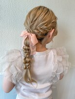 ★結婚式お呼ばれドレスヘア編み込みポニーテールアップスタイル