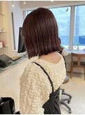 ピンクラベンダー ブリーチなし 切りっぱなしボブ