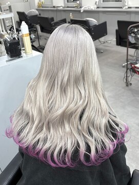 シェイロ(Cielro) エンドカラーワインピンク×ホワイトカラー☆ハイトーン