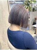 ラベンダーグレージュピンクアッシュショートウルフレイヤーボブ
