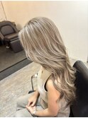 ハイライトカラーくびれヘアアプリコットオレンジ